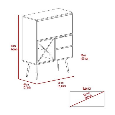 Prunus Bar Cabinet, One Cabinet, Two Drawers