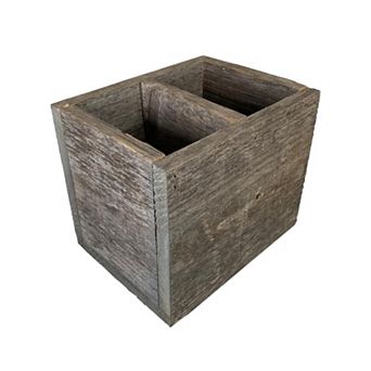 Rusitc Farmhouse Reclaimed Wooden Media Storage Box With 2 Slots For Remotes, Glasses And More