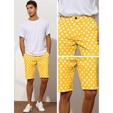 Polka Dots Shorts for Men's Straight Fit Comfort Flat Front Chino Shorts