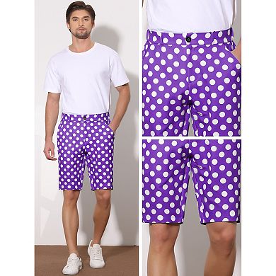 Polka Dots Shorts For Men's Straight Fit Comfort Flat Front Chino Shorts