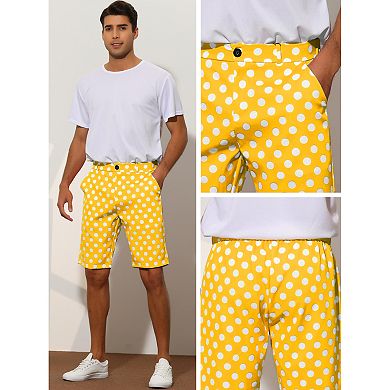 Polka Dots Shorts for Men's Straight Fit Comfort Flat Front Chino Shorts