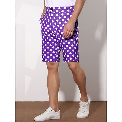 Polka Dots Shorts For Men's Straight Fit Comfort Flat Front Chino Shorts