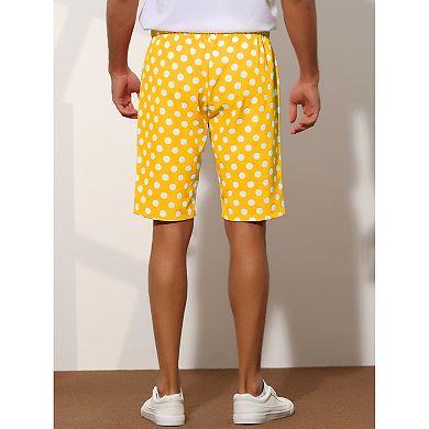 Polka Dots Shorts For Men's Straight Fit Comfort Flat Front Chino Shorts