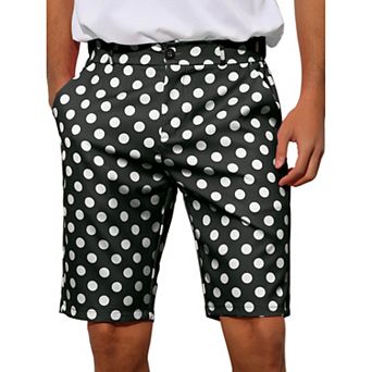 Polka Dots Shorts For Men's Straight Fit Comfort Flat Front Chino Shorts