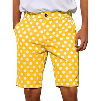Polka Dots Shorts For Men's Straight Fit Comfort Flat Front Chino Shorts