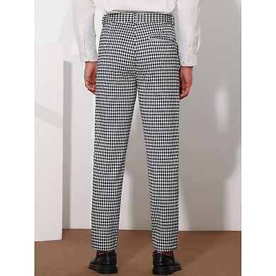 Houndstooth Dress Pants For Men's Classic Straight Leg Business Plaid ...