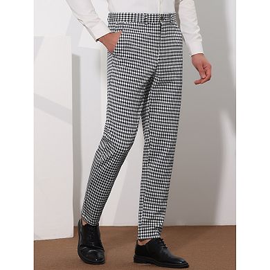 Houndstooth Dress Pants For Men's Classic Straight Leg Business Plaid ...