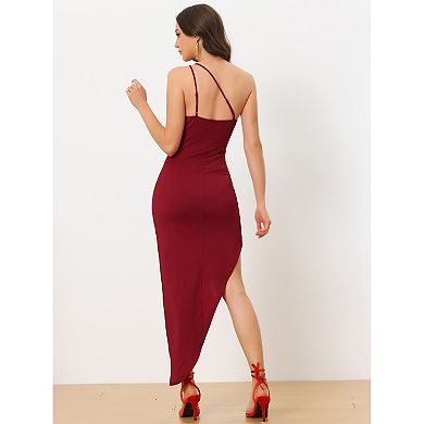 Sleeveless Cutout Dress For Women's One Shoulder Asymmetrical Ruched Dresses