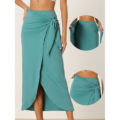 Women's Boho High Waisted Long Skirt Summer Beach Maxi Wrap Skirts With Slit