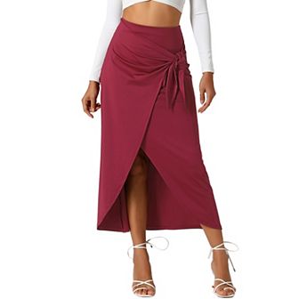 Women's Boho High Waisted Long Skirt Summer Beach Maxi Wrap Skirts With Slit