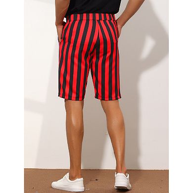 Striped Shorts For Men's Regular Fit Casual Summer Dress Chino Shorts
