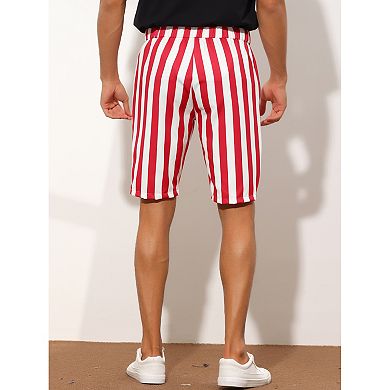 Striped Shorts For Men's Regular Fit Casual Summer Dress Chino Shorts