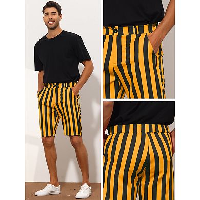 Striped Shorts For Men's Regular Fit Casual Summer Dress Chino Shorts