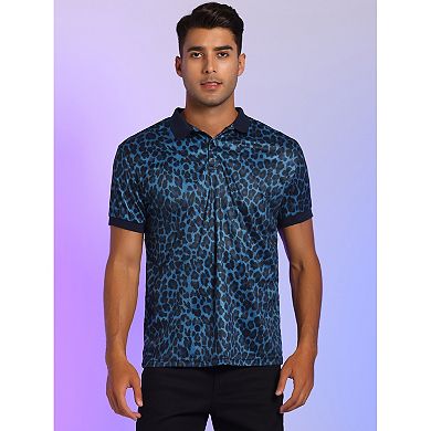 Leopard Polo Shirts For Men's Short Sleeves Party Club Golf Shirt