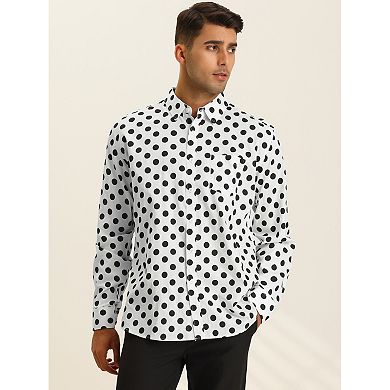 Men's Polka Dots Dress Shirts Button Down Long Sleeves Shirt
