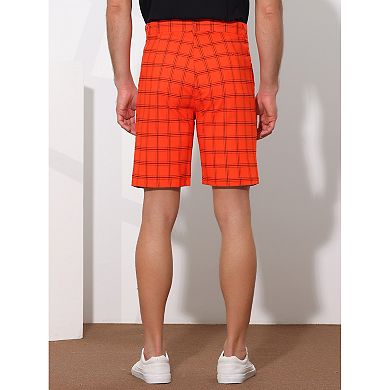Plaid Shorts For Men's Summer Flat Front Checked Patterned Dress Shorts