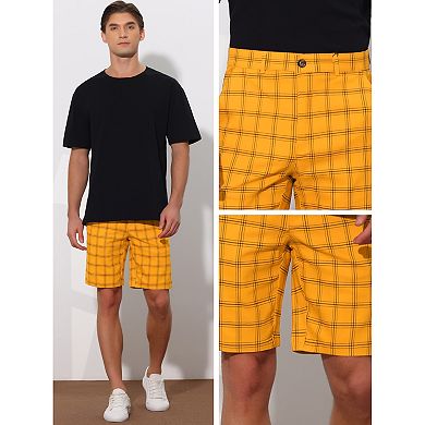 Plaid Shorts For Men's Summer Flat Front Checked Patterned Dress Shorts