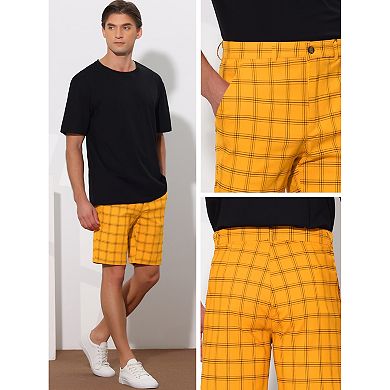 Plaid Shorts For Men's Summer Flat Front Checked Patterned Dress Shorts