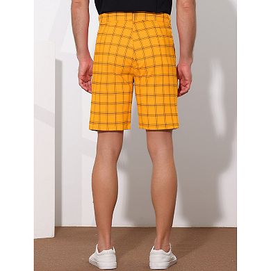 Plaid Shorts For Men's Summer Flat Front Checked Patterned Dress Shorts