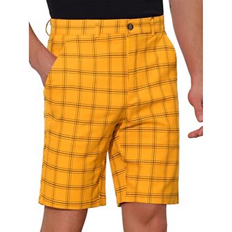 Plaid Shorts For Men's Summer Flat Front Checked Patterned Dress Shorts