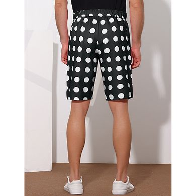 Polka Dots Shorts For Men's Business Regular Fit Flat Front Chino Shorts