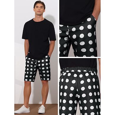 Polka Dots Shorts For Men's Business Regular Fit Flat Front Chino Shorts