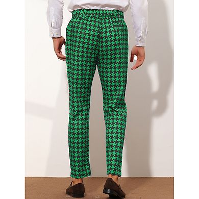 Houndstooth Dress Pants For Men's Big And Tall Plaid Trousers