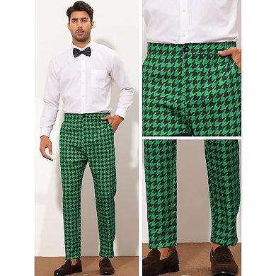 Houndstooth Dress Pants For Men's Big And Tall Plaid Trousers
