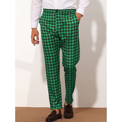 Houndstooth Dress Pants For Men's Big And Tall Plaid Trousers