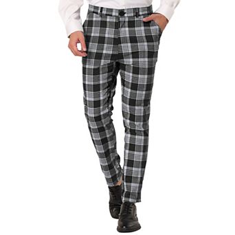 Men's Plaid Dress Pants Casual Slim Fit Checkered Business Trousers