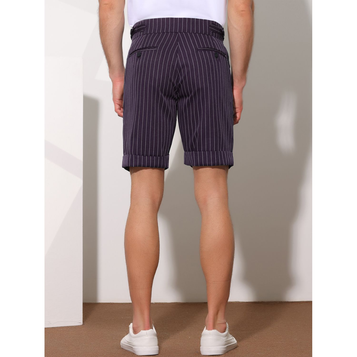 Stripes Shorts For Men s Pleated Front Business Summer Chino Dress Shorts Steele Mens Shorts What Socks Do Men Wear With Shorts