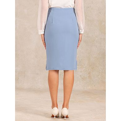 Women's Elegant Pencil Skirt High Waist Split Hem Work Bodycon Business Skirts