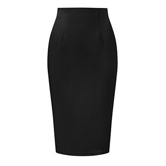 Women's Elegant Pencil Skirt High Waist Split Hem Work Bodycon Business Skirts