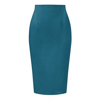 Women's Elegant Pencil Skirt High Waist Split Hem Work Bodycon Business Skirts