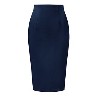 Women's Elegant Pencil Skirt High Waist Split Hem Work Bodycon Business Skirts