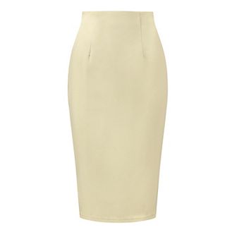 Women's Elegant Pencil Skirt High Waist Split Hem Work Bodycon Business Skirts