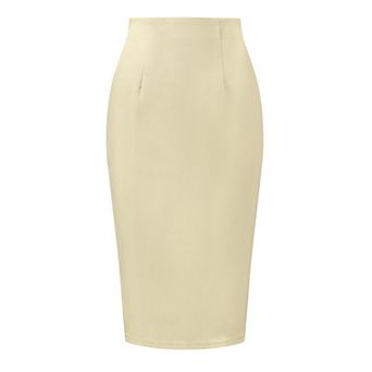 Women's Elegant Pencil Skirt High Waist Split Hem Work Bodycon Business Skirts