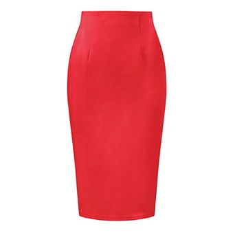 Women's Elegant Pencil Skirt High Waist Split Hem Work Bodycon Business Skirts