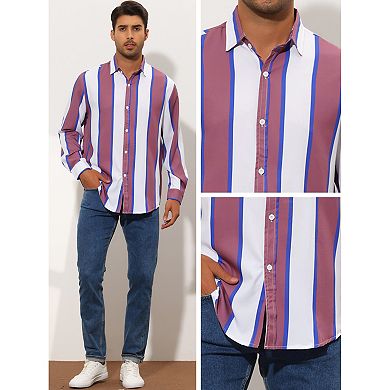 Striped Shirt For Men's Long Sleeve Casual Printed Shirts