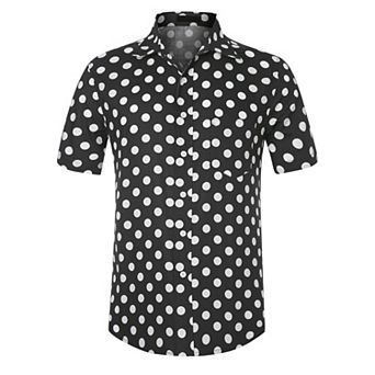 Dress Shirts For Men's Slim Fit Polka Dots Button Short Sleeves Short Shirts Tops