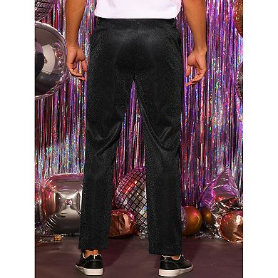 Metallic Pants For Men's Straight Leg Party Nightclub Glittering Dress Trousers