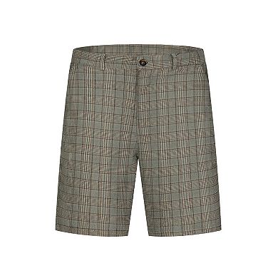Classic Plaid Shorts For Men's Flat Front Business Checked Chino Shorts