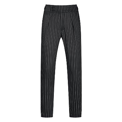 Striped Tapered Pants For Men's Pleated Front Formal Dress Pants