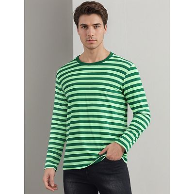 Men's Striped T-Shirt for Men's Casual Crew Neck Long Sleeves