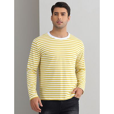 トップス Striped Wool Oversized Long Sleeve Tee S Striped T-shirt For Men's Casual Crew Neck Long Sleeves Basic Tee Tops