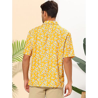 Daisy Flower Shirts For Men's Short Sleeve Hawaiian Floral Shirt