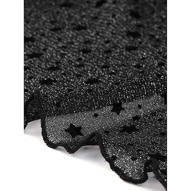 Sheer Shrugs For Women's Shiny Star Print Tie Front Mesh Crop Shrug Top