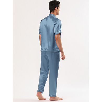 Men's Pajamas Classic Satin Short Sleeves Button Down Pajama Sets