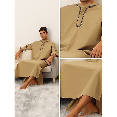Loose Fit Nightshirt For Men's Short Sleeves Button Nightgown ...