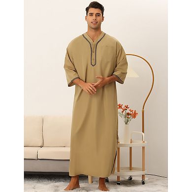Loose Fit Nightshirt For Men's Short Sleeves Button Nightgown ...
